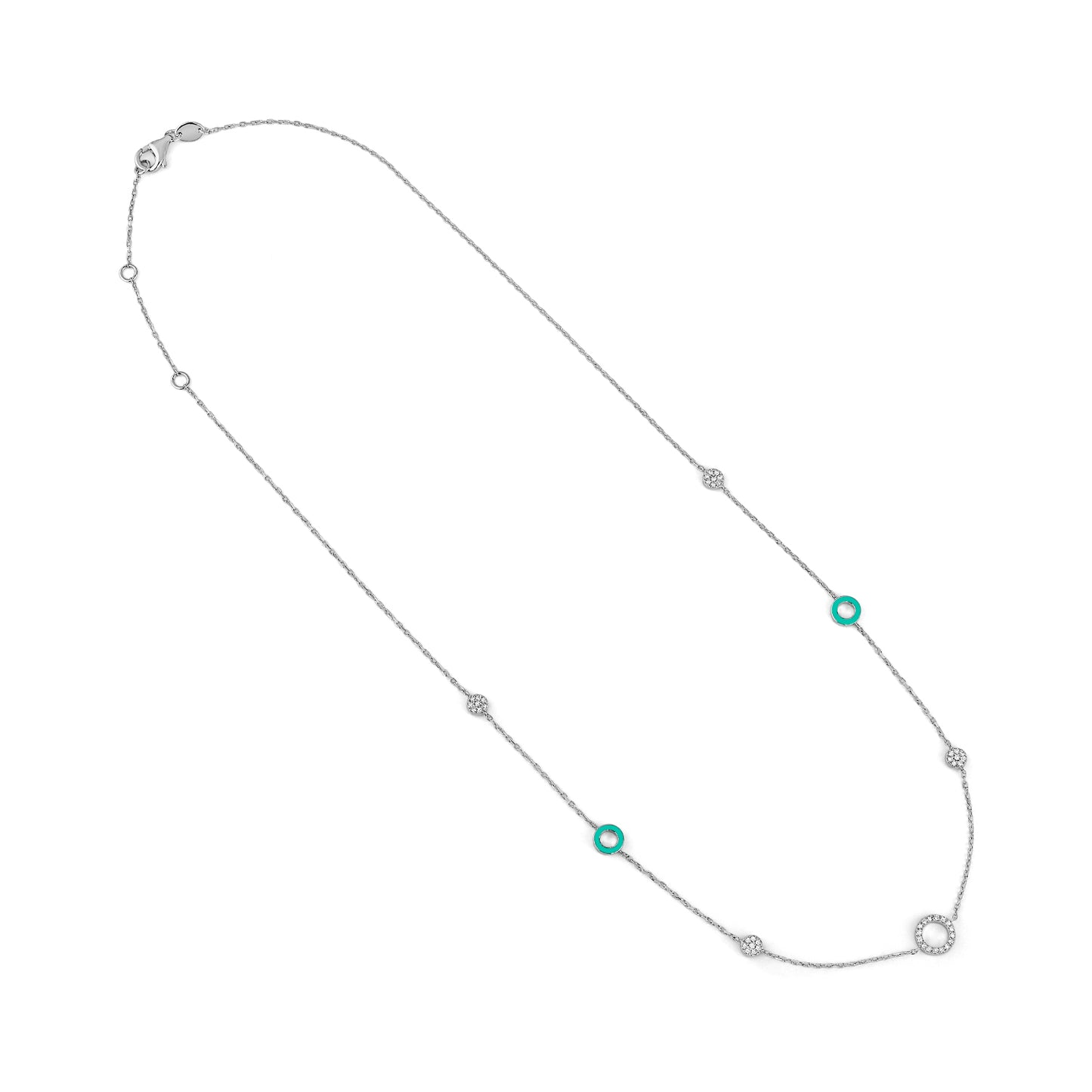 Diamond & Turquoise Enamel Circle Necklace