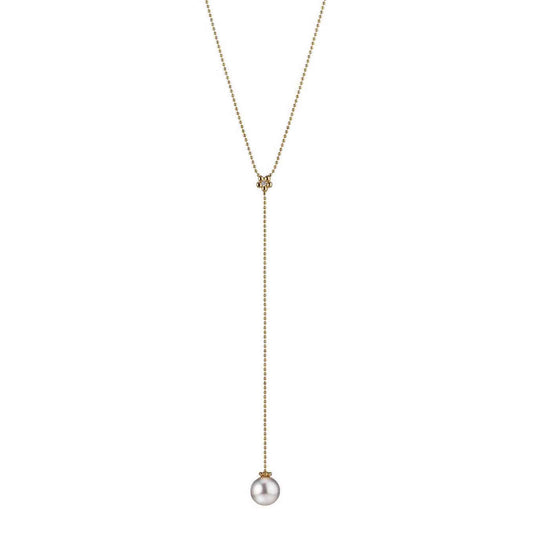 Rose Gold Long Necklace with Pearl Drop