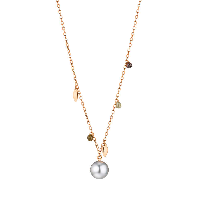 Pearl and Diamond Briolettes Necklace