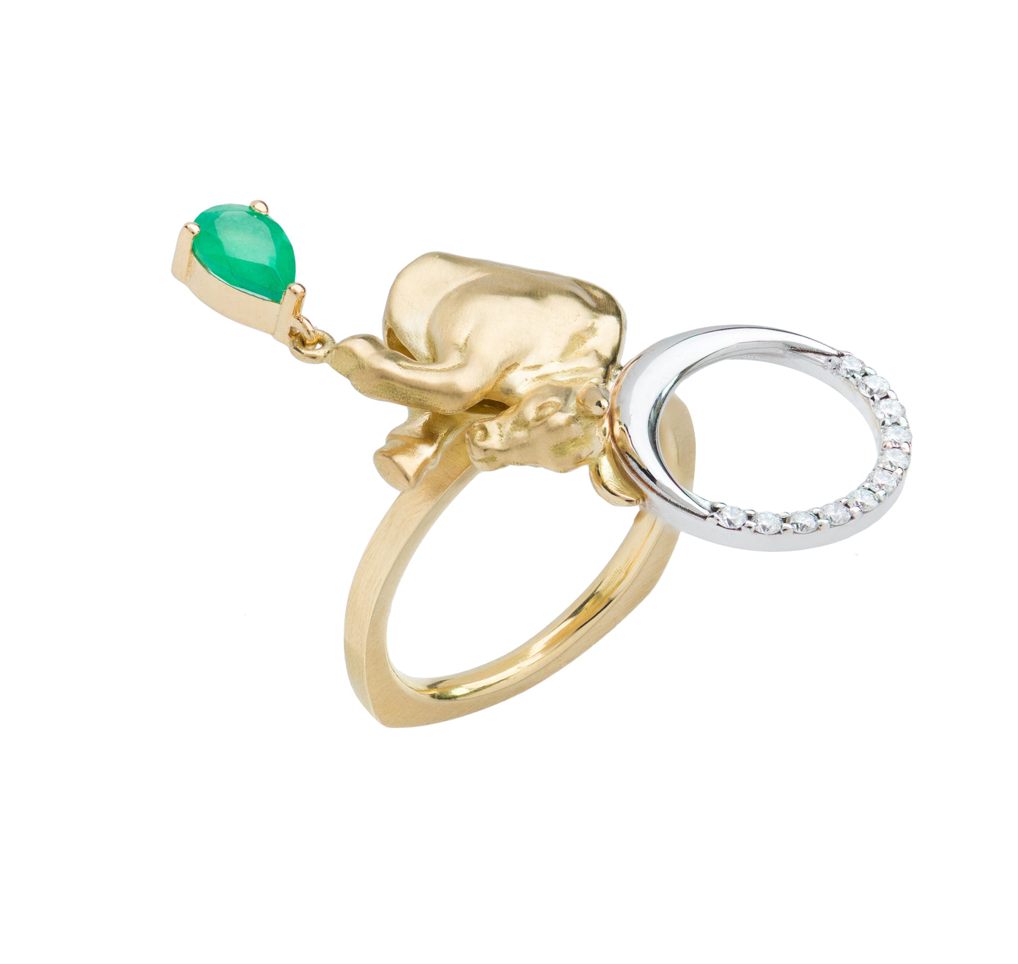 Emerald and Diamond Taurus Ring