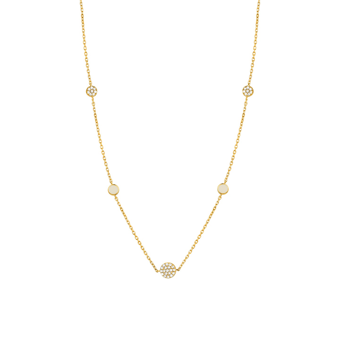 Diamond & White Enamel Circle Necklace