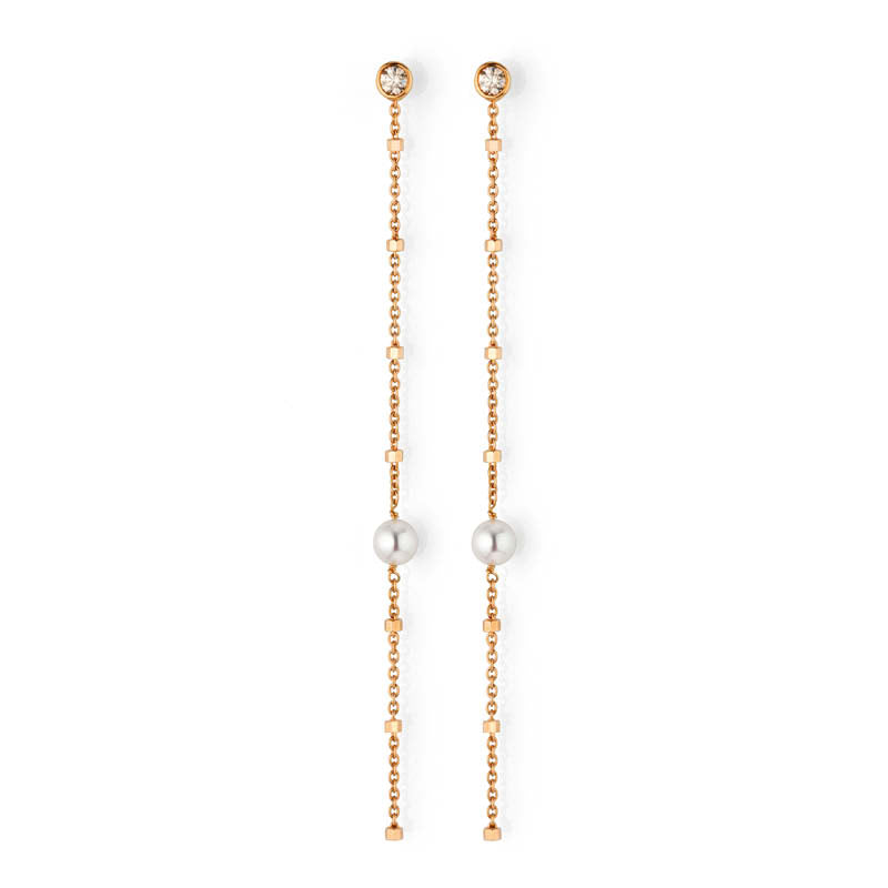 Long detachable diamond and Pearl Earrings