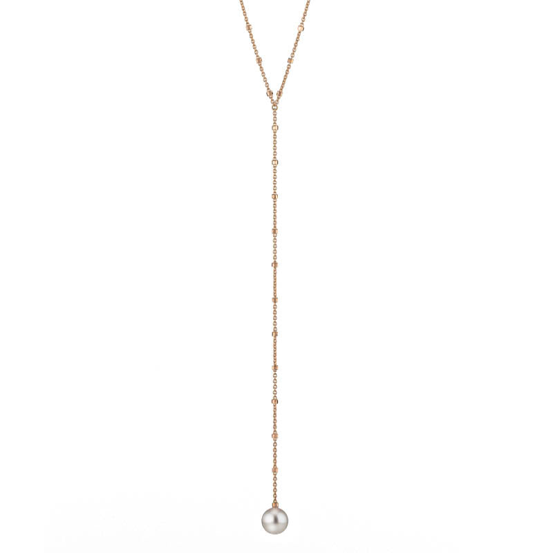 Rose Gold Long Pearl Necklace