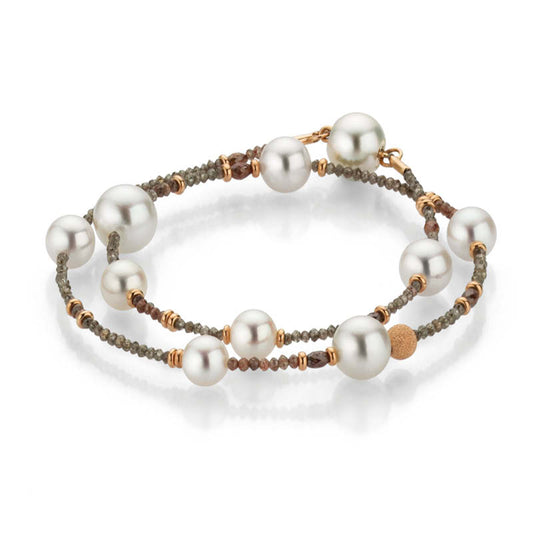 Pearl Bracelet with Diamond Beads