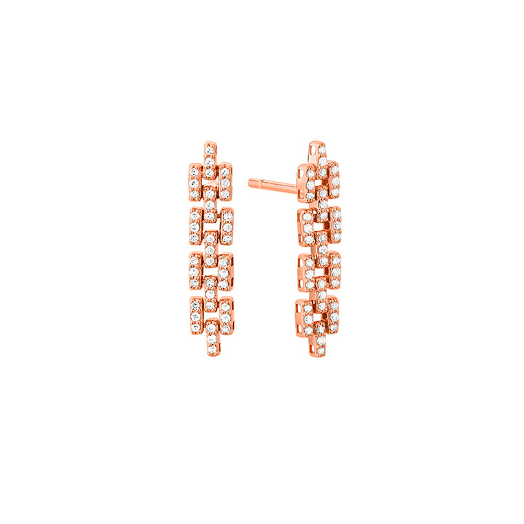 Diamond Chain Motif Earrings in Rose Gold