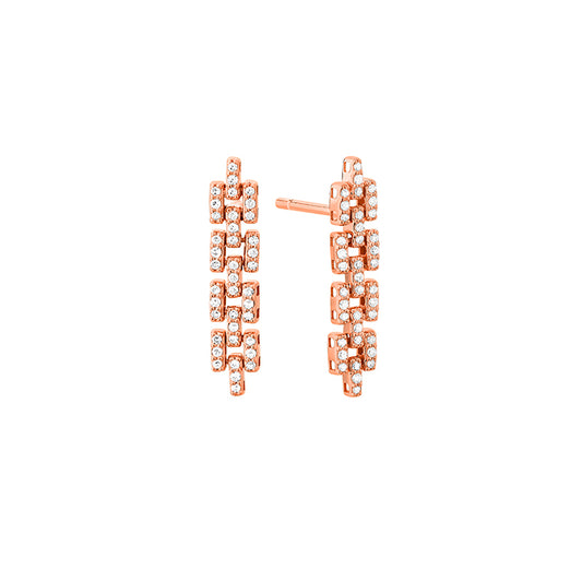 Diamond Chain Motif Earrings in Rose Gold