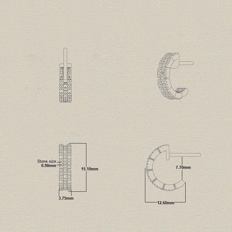 Diamond Geometric Design Hoop Earrings