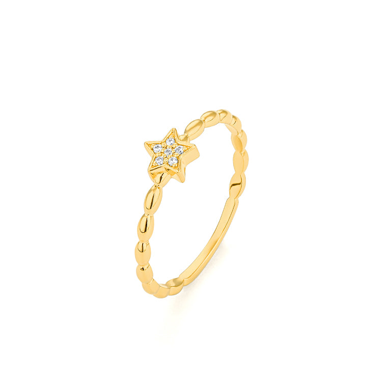 Diamond Beaded Star Ring