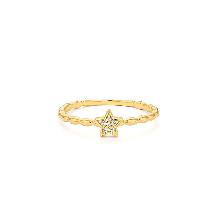 Diamond Beaded Star Ring
