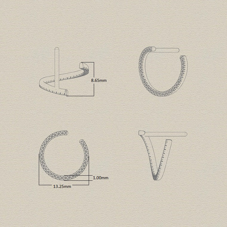 Diamond Open Hoop Earrings