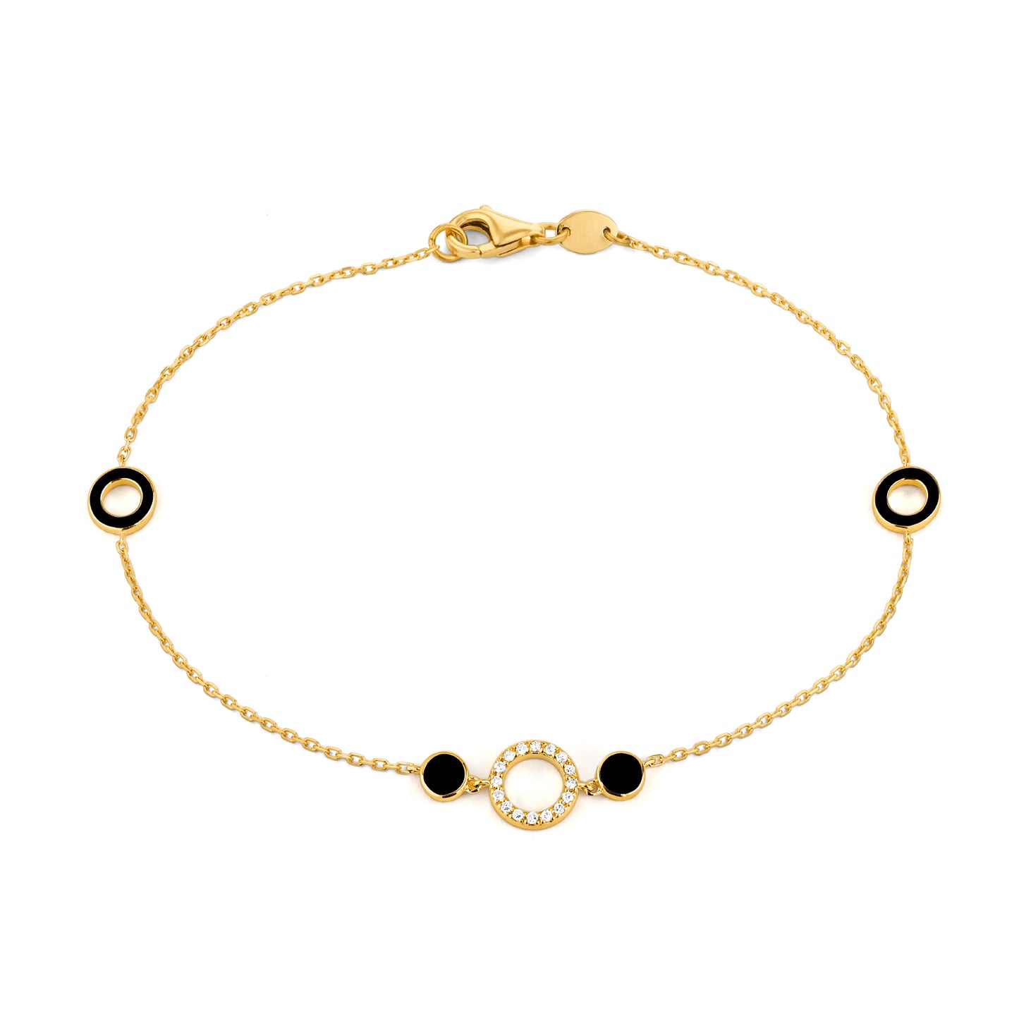 Diamond & Black Enamel Circle Necklace