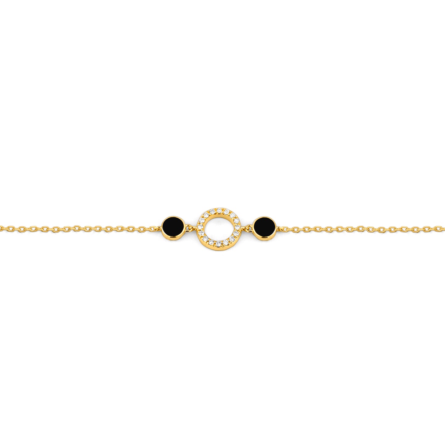 Diamond & Black Enamel Circle Necklace