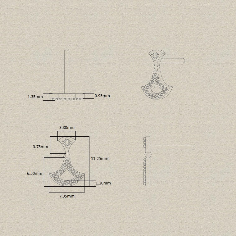 Diamond and Rhodolite Fan-Inspired Earrings