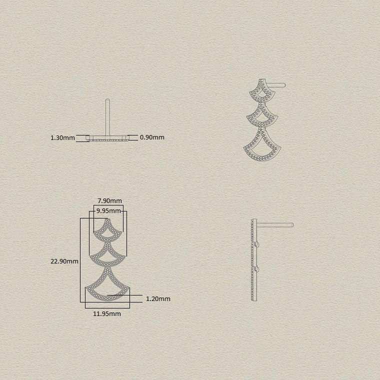 Diamond Cascading Fan Earrings
