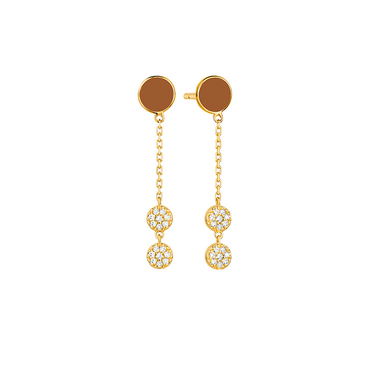 Diamond & Enamel Circle Drop Earrings