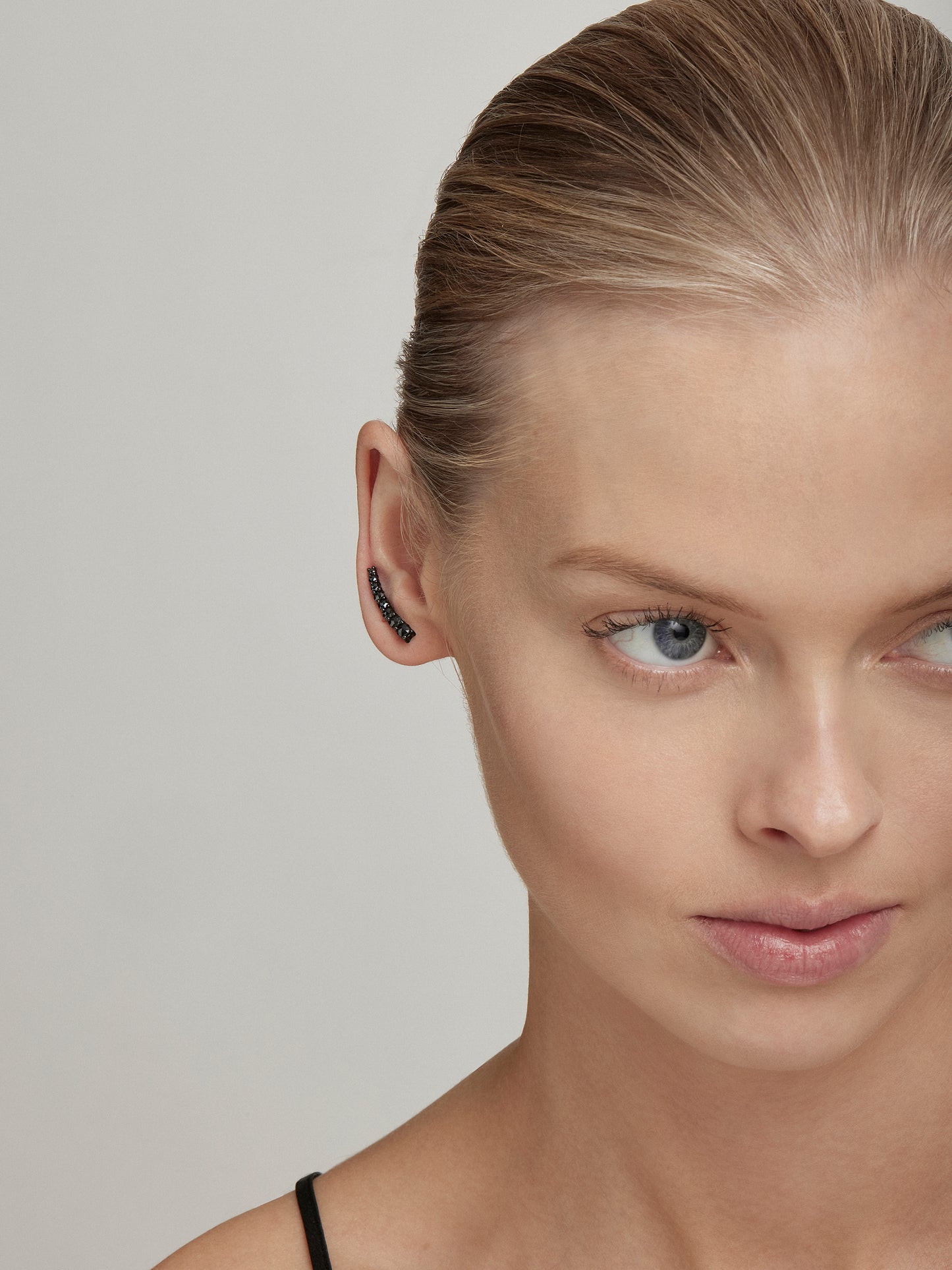 Large Black Diamond Ear Cuff - Right