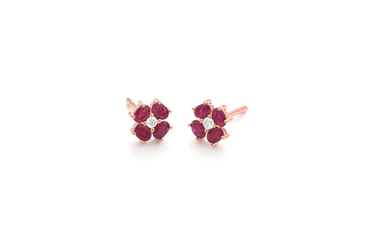 Ruby Flower Studs