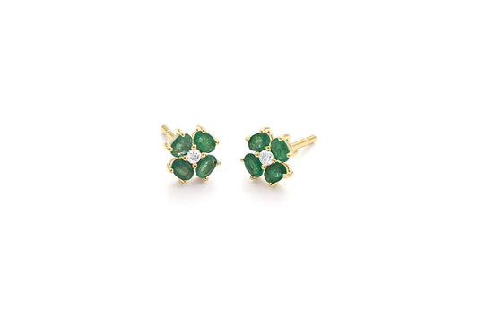 Emerald Flower Studs