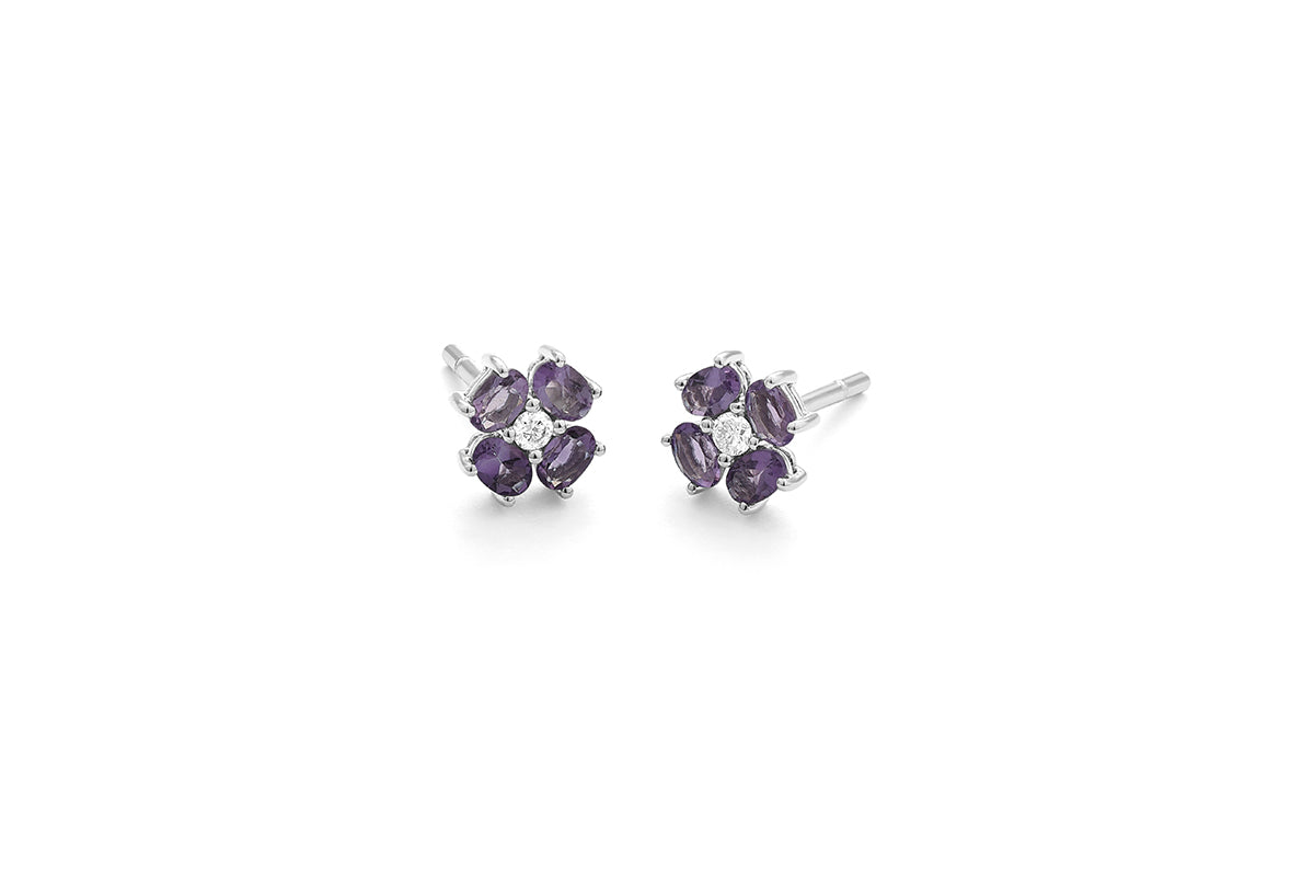Amethyst Flower Studs