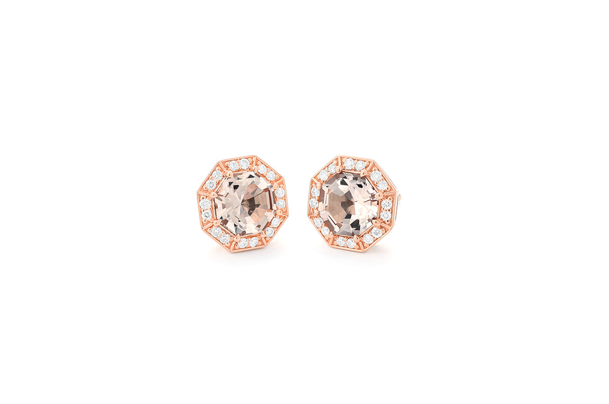 Diamond and Morganite Studs