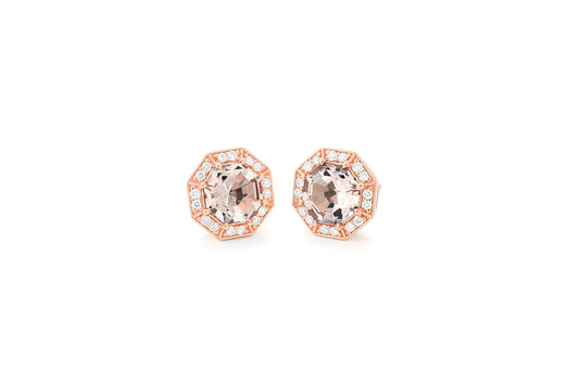 Diamond and Morganite Studs