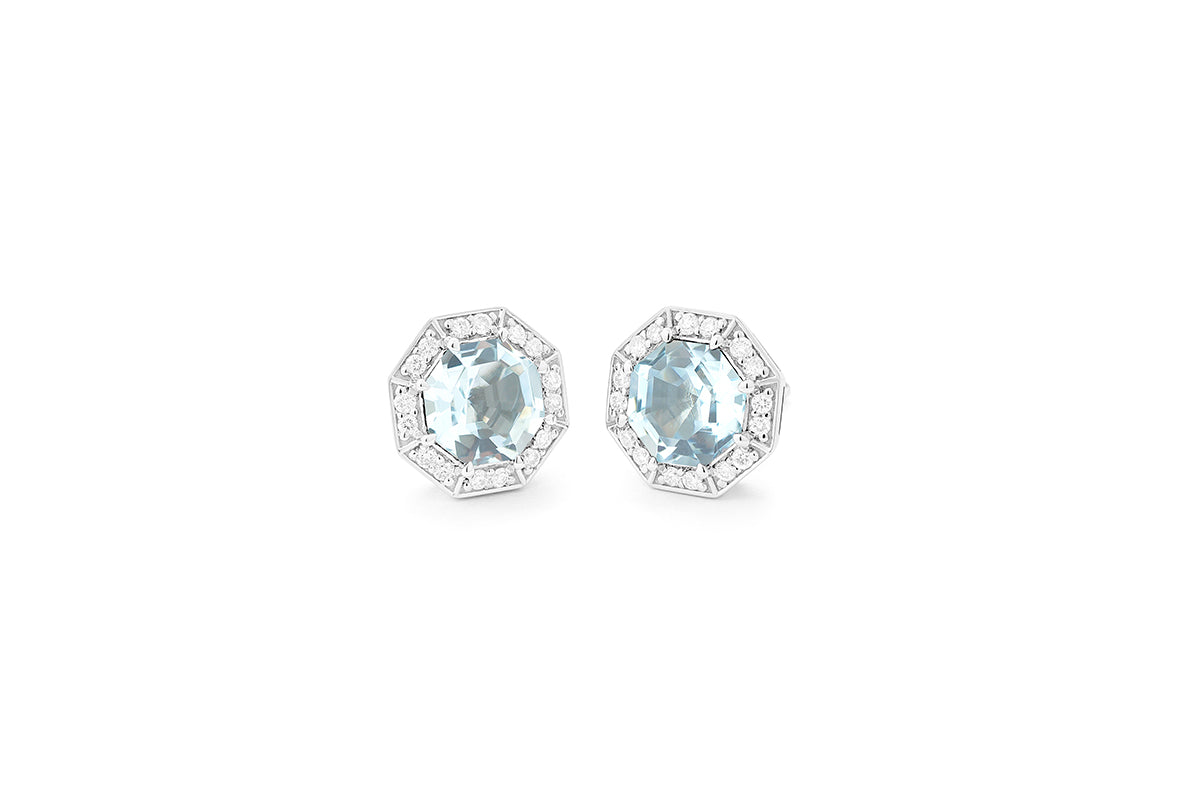 Diamond and Aquamarine studs