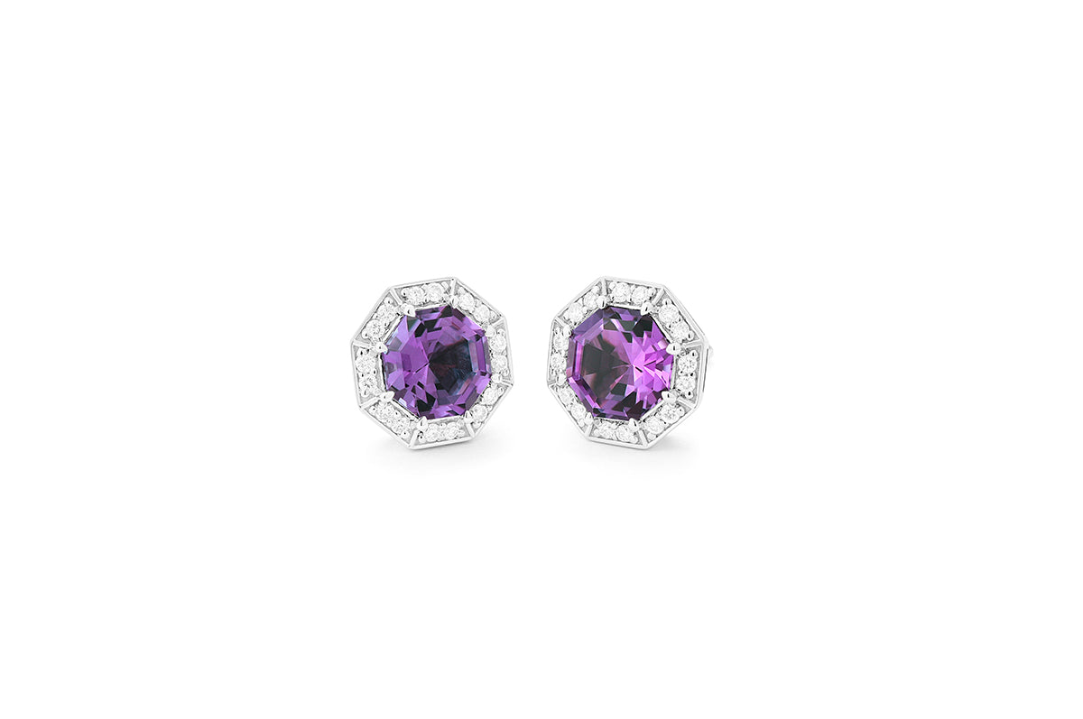 Diamond and Amethyst studs