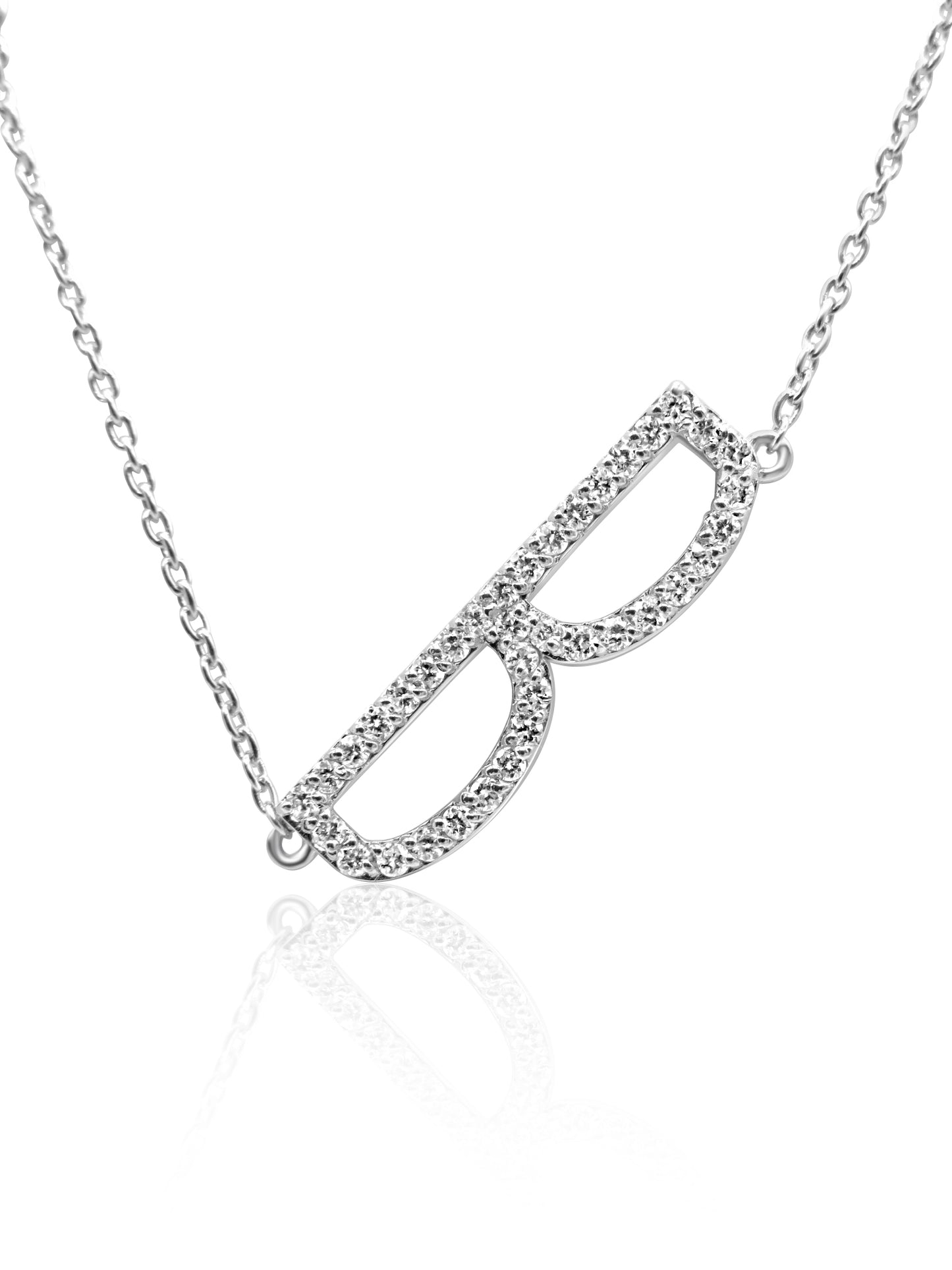 Diamond B Letter Necklace