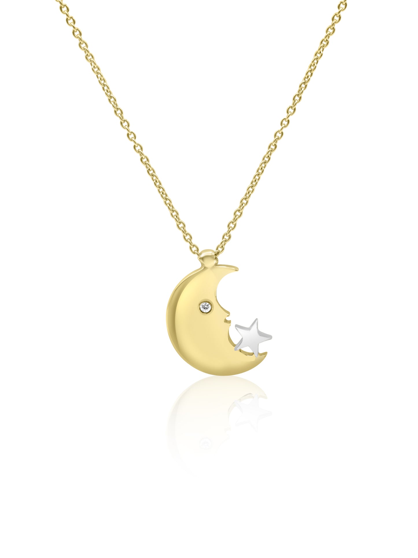 Moon and Star Diamond Necklace