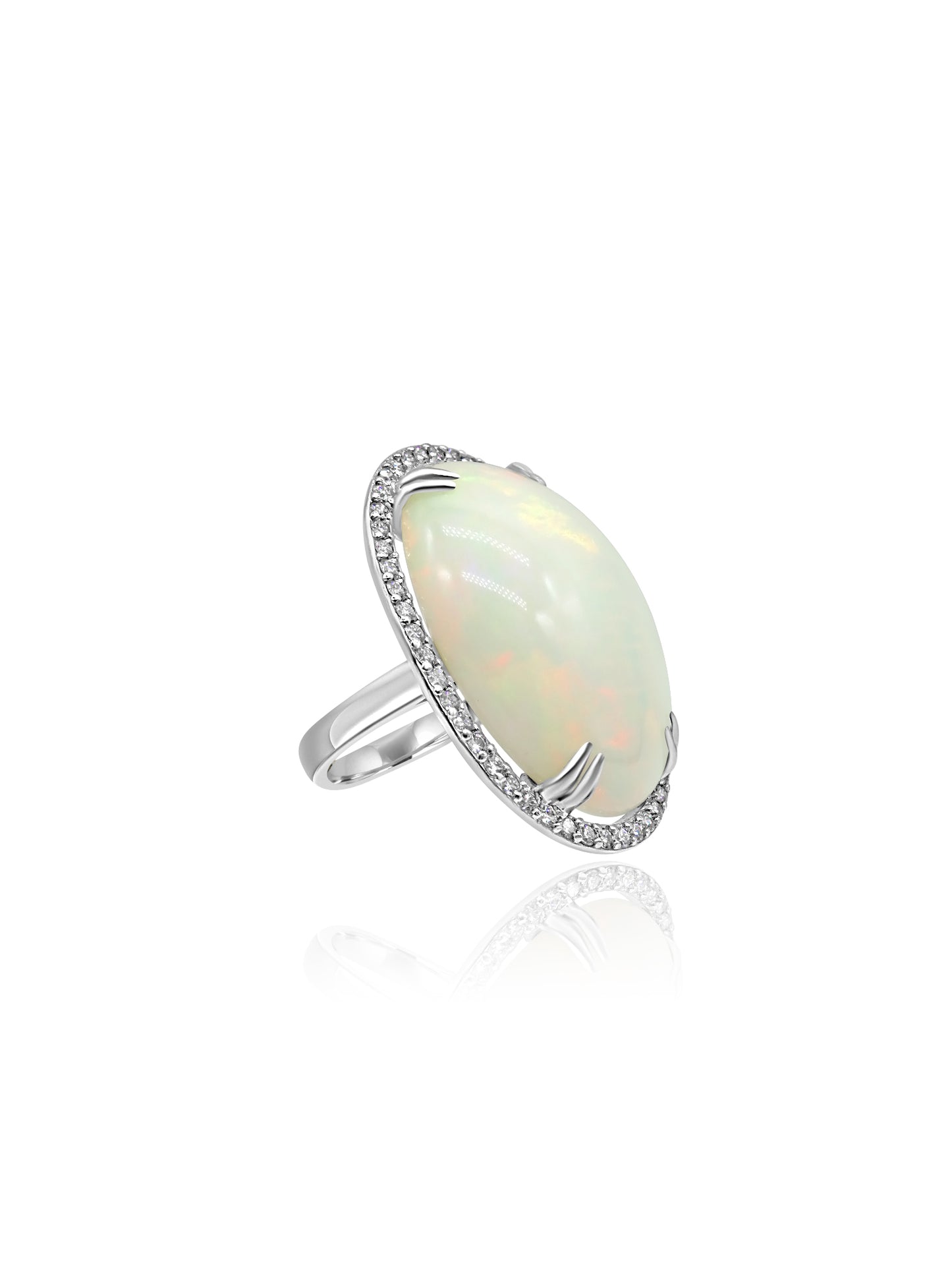 White Opal Diamond Ring