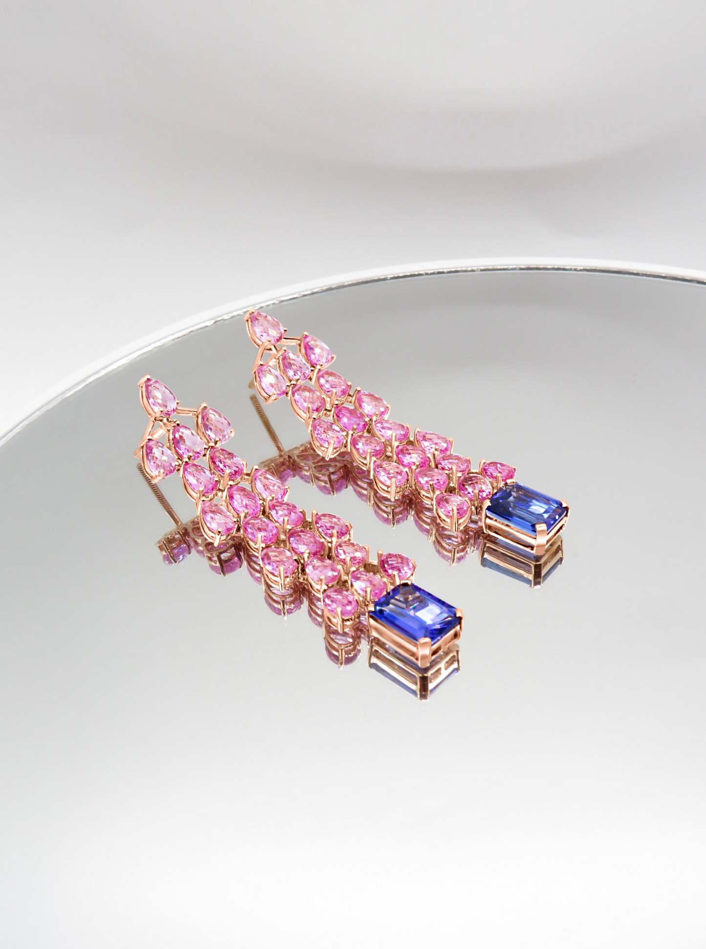 Pink Sapphires and Tanzanite Earrings