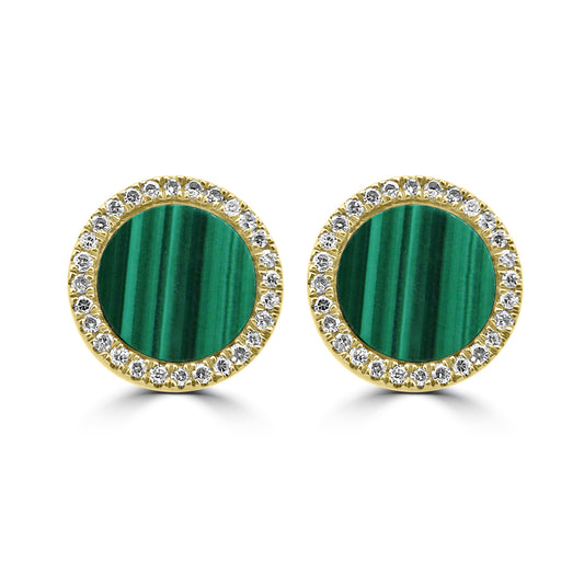 Malachite and Diamond Studs