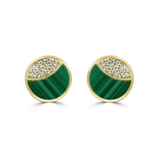 Malachite Half Moon Studs