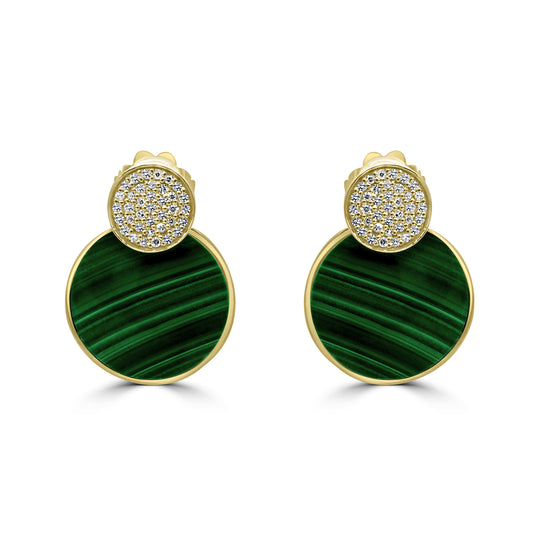 Malachite and Diamond Earrings