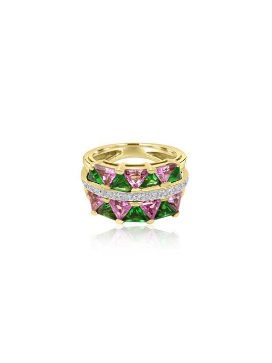 Savorite & Sapphire Ring