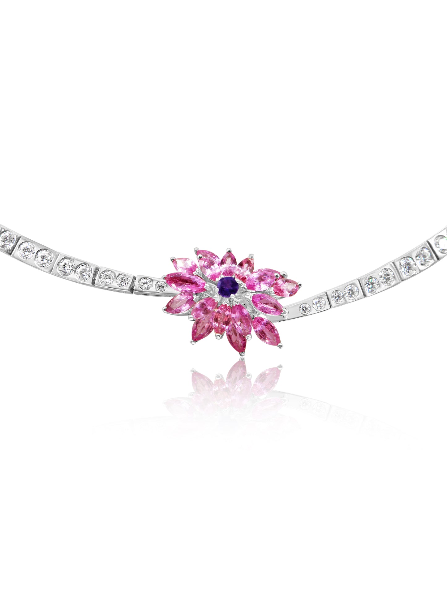 Floral Amethyst & Sapphire Necklace