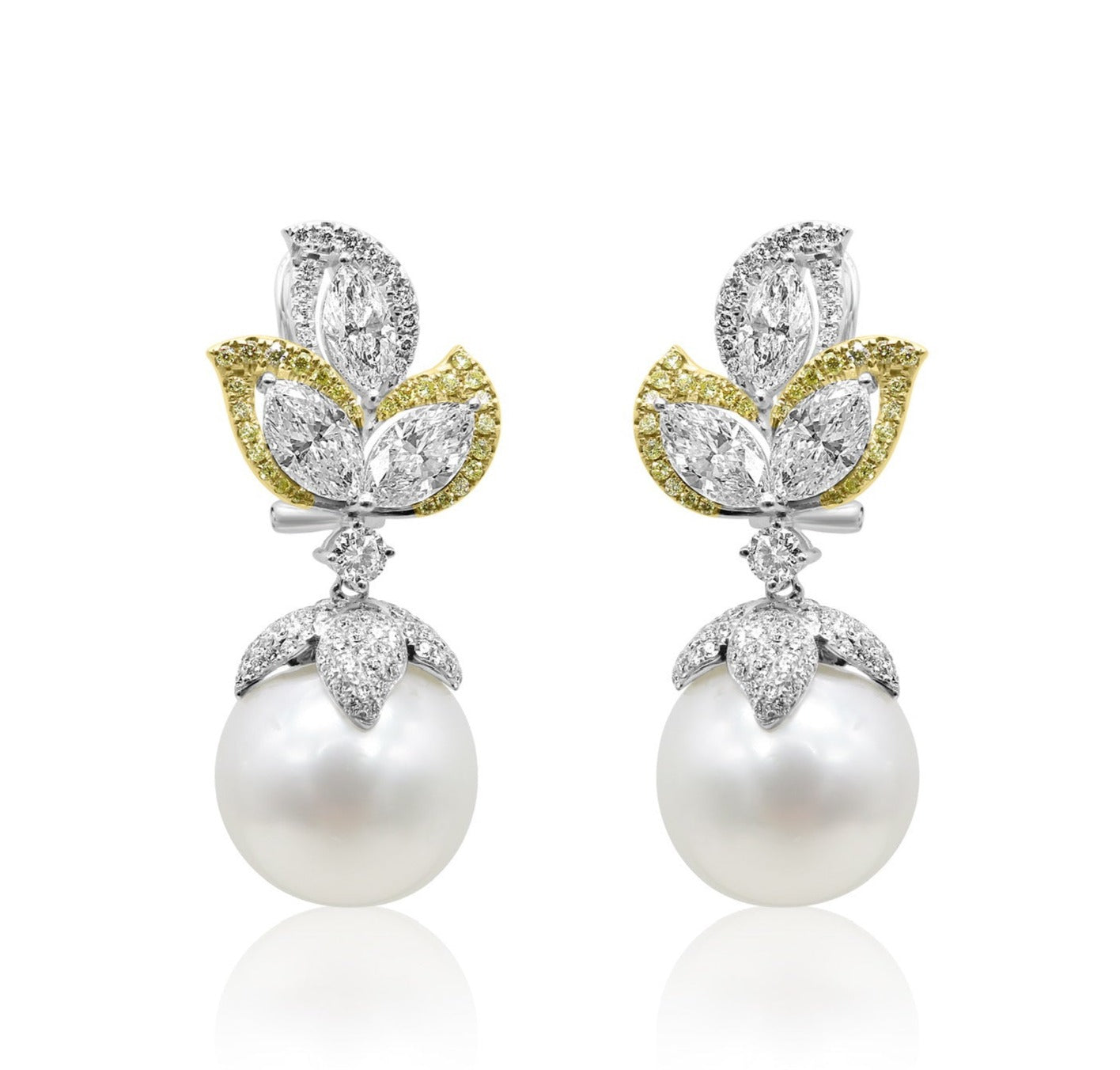Pearl and Diamond Drop Earrings