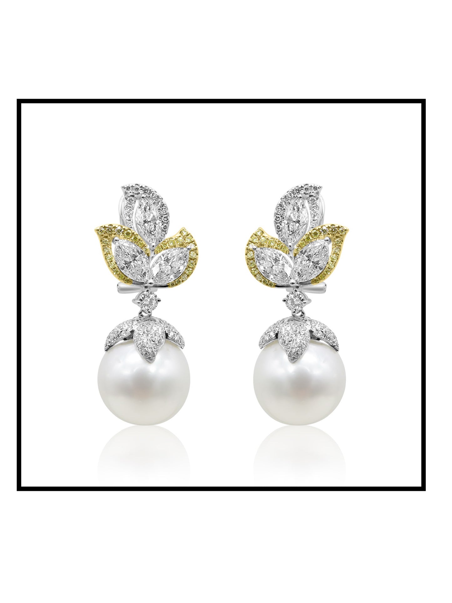 Pearl and Diamond Drop Earrings