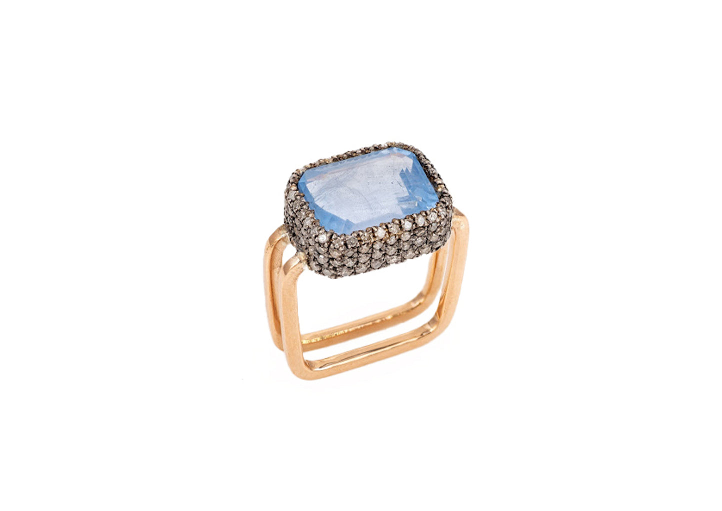 Aqua Beryl and Diamond Ring