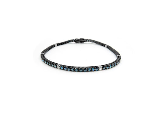 Gold and Blue Diamond Tennis Bracelet