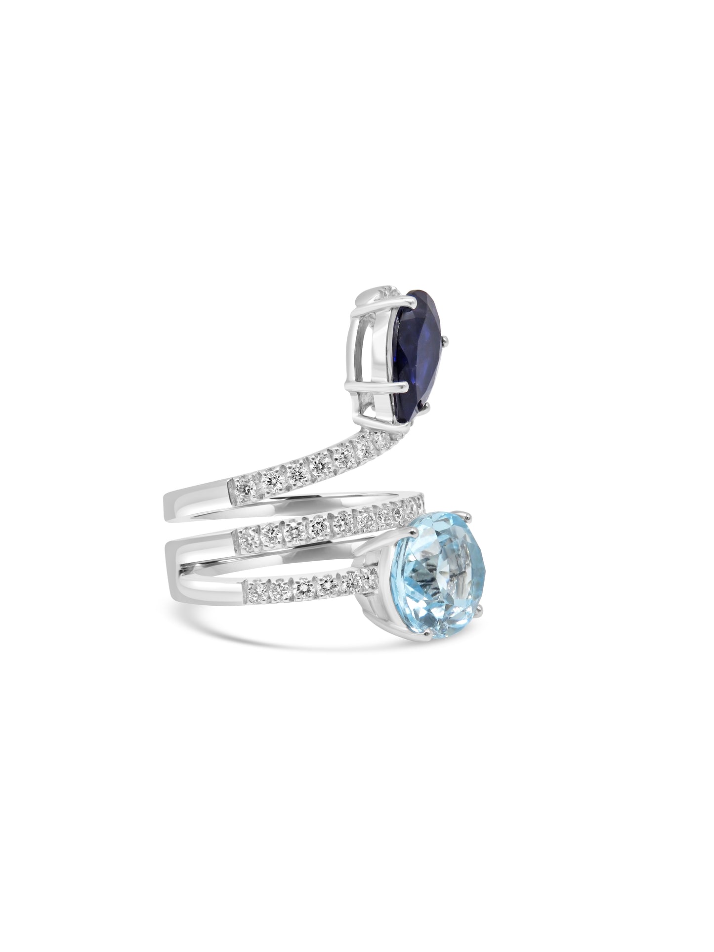 Blue Topaz & Iolite Spiral Ring