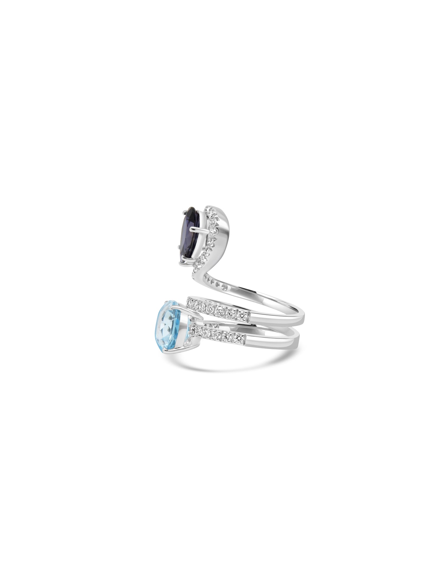 Blue Topaz & Iolite Spiral Ring