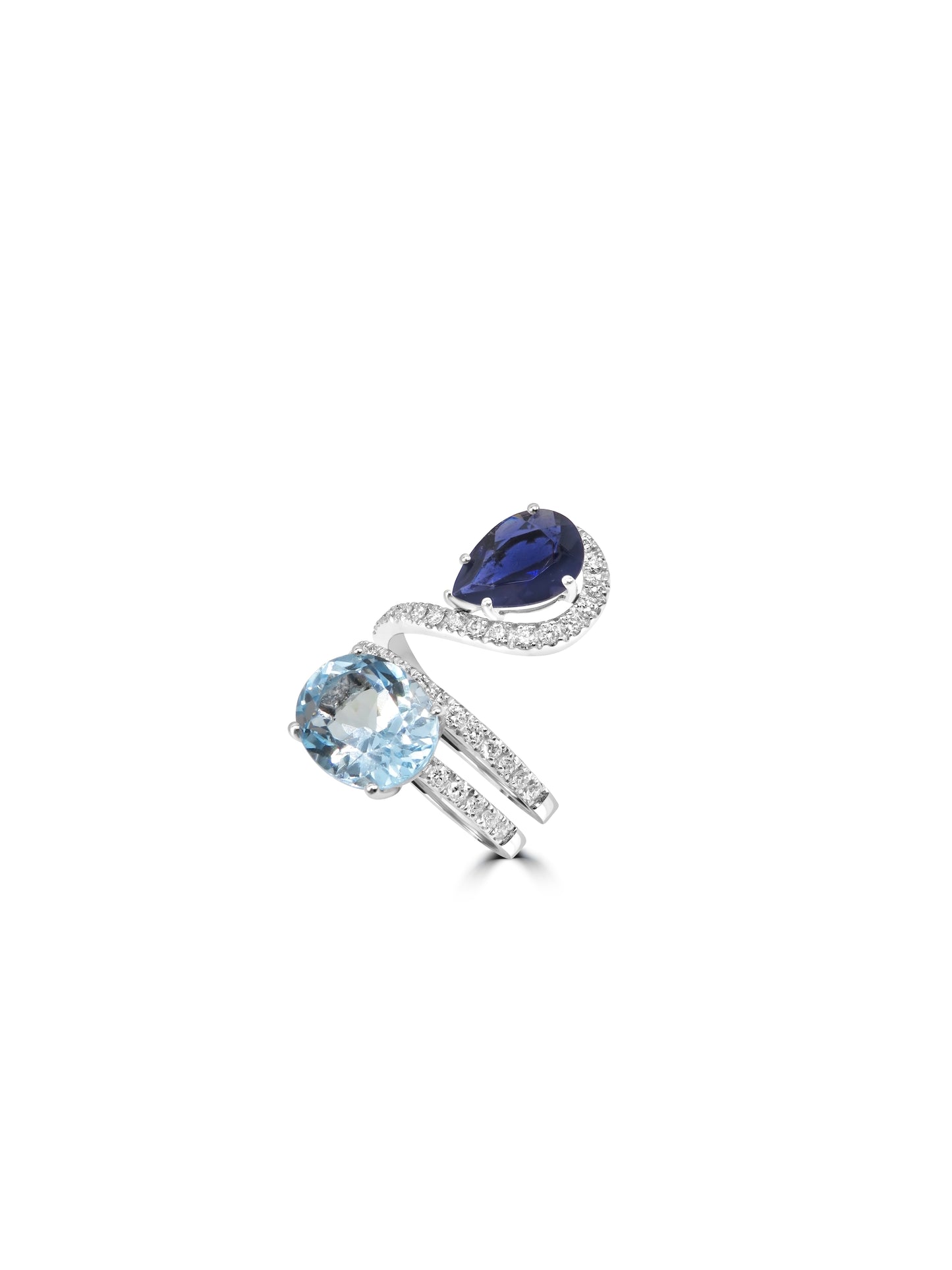 Blue Topaz & Iolite Spiral Ring