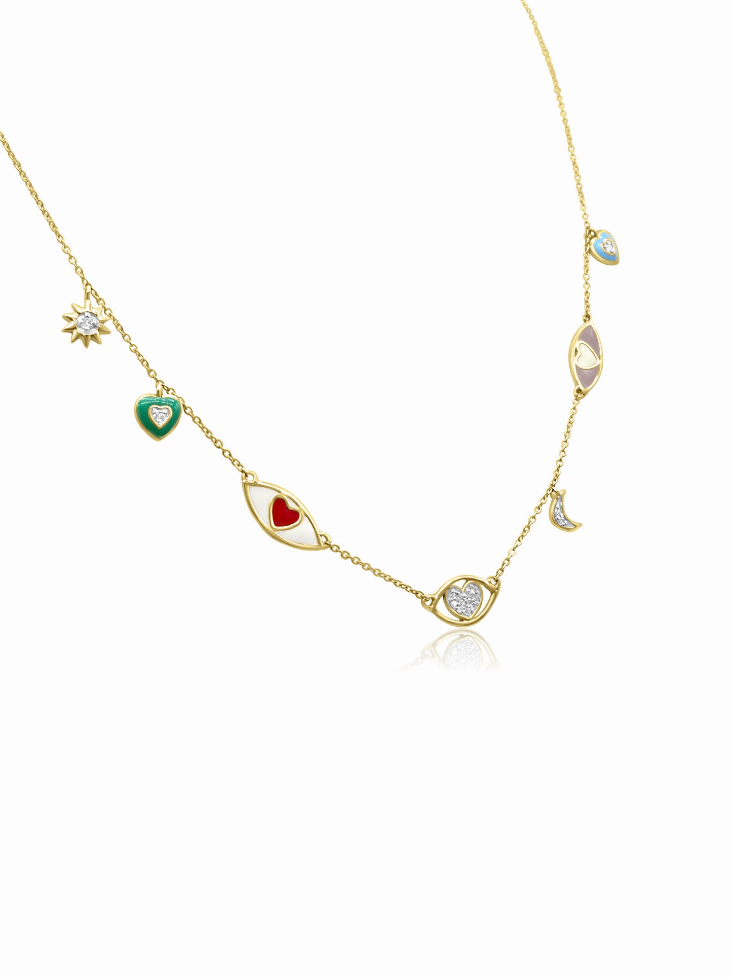 Gold and Diamond Charm Necklace