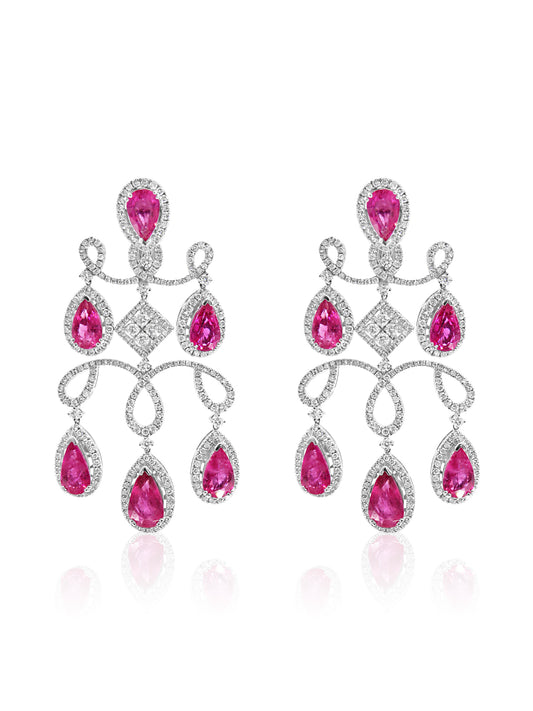 Rubellite and Diamond Earrings