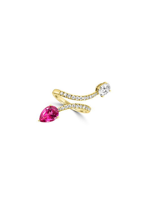 Rubellite and Diamond Ring