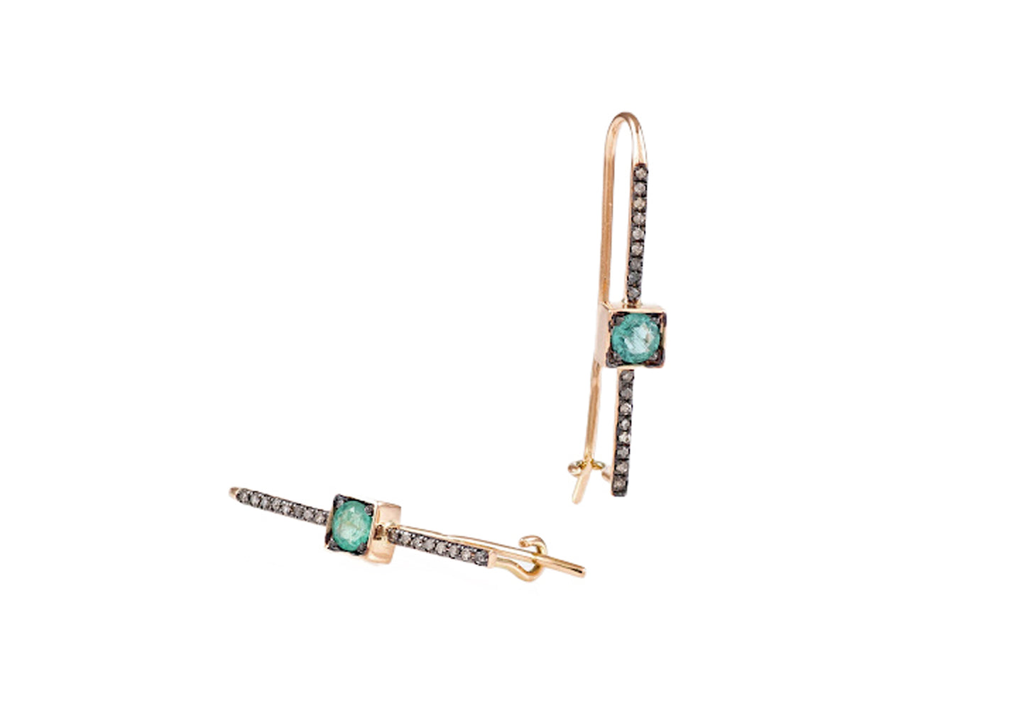 Emerald and diamond earrings