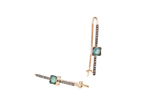 Emerald and diamond earrings