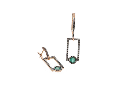 Emerald and diamond earrings