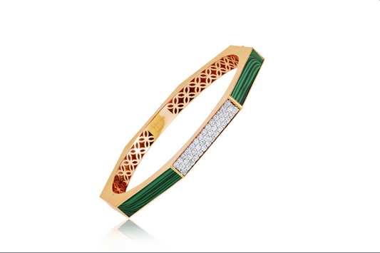 Diamond and malachite bangle